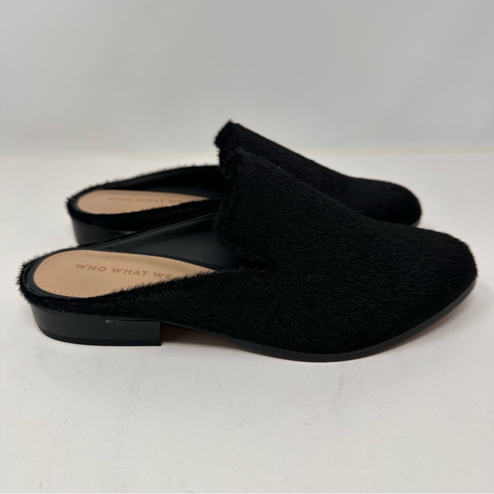 Who What Wear Faith NWOT Mules Faux Pony Hair Fur Black Size 6